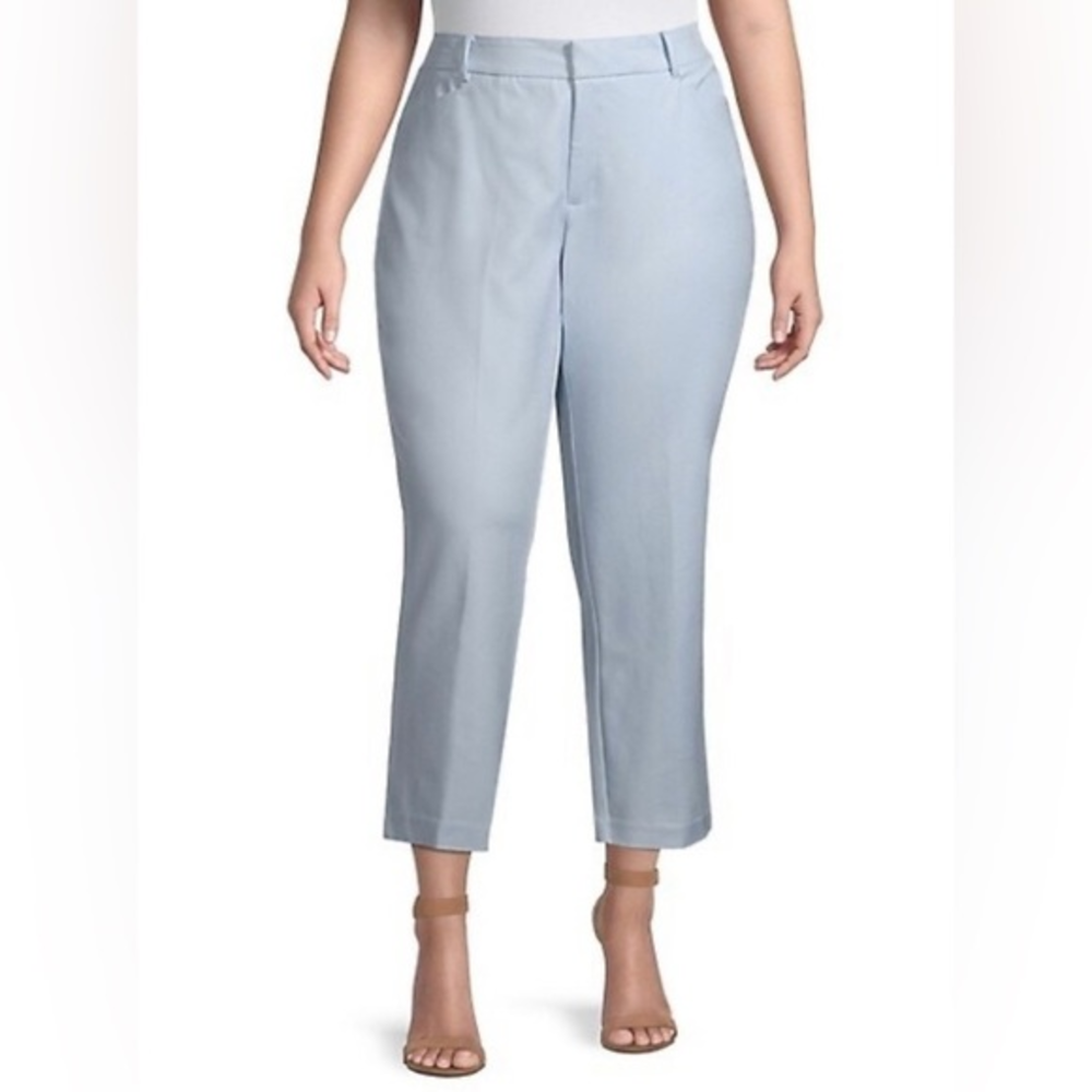 2/$15 Core‎ Life Pants Light Blue Size 14W Cropped Cotton Slash Pockets New